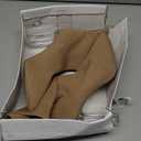 Shoe'N Tale Women's Knit Sock Ankle Boots Pointed Toe Clear Mid Heel Slip-on Stretch Booties Shoes (Brown)