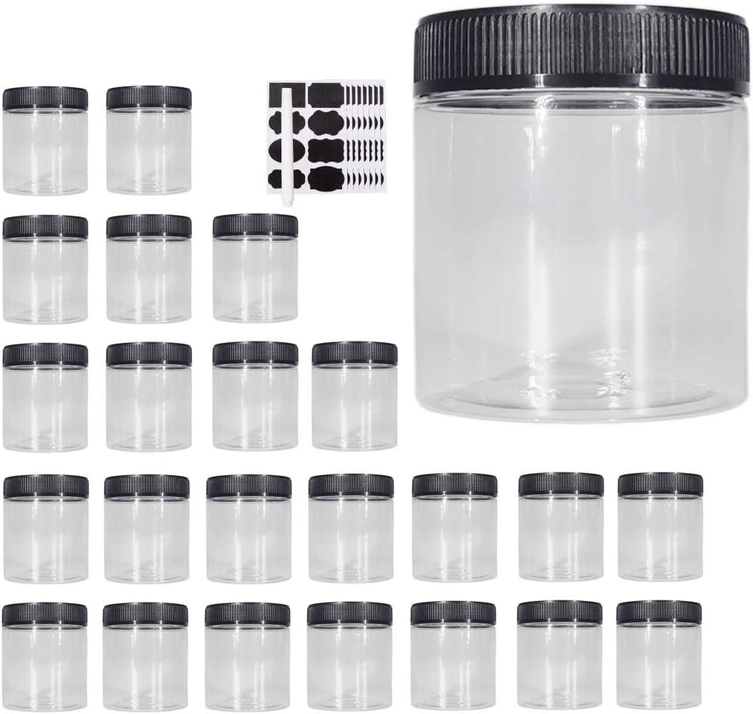 8oz Plastic Jars With Lids, Airtight Container for Food Storage, Clear Plastic Jars Ideal For Dry Food, Peanut Butter, Honey Jam,Cosmetics, Cream, Bathroom and Storage(set of24)