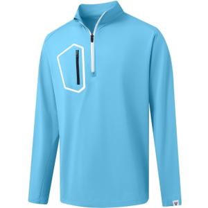 M MAELREG Quarter Zip Pullover Men Moisture Wicking Fleece lined Dry Fit Mock Neck Golf 1/4 Zip Pullover Mens Sweatshirt, Large 