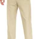 COOFANDY Mens Dress Pants Expandable Waist Wrinkle Free Suit Pants Flat Front Casual Dress Slacks (32W x 30L, Khaki)