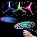 4 Sets LED Flying Set, Fun Flying Saucers Toys for Kids with Flashing Lights, Flying Toy Outdoor Toys Glow in The Dark Party Supplies Party Favors for Kids 4-8, 8-12