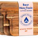 Non Toxic Cutting Boards  Cutting Board Set Free of Mineral Oil, Made of FSC Acacia Wood  Cutting Boards for Kitchen  Includes 3 Chopping Boards. By Ziruma