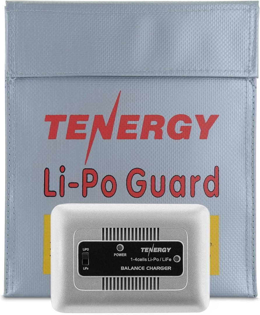 Tenergy TN267 1-4 Cells Li-Po/Li-Fe Balance Charger and Lipo Charging Bag for Airsoft & RC Car Battery Packs with 1S to 4S XH Type Balance Connector