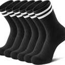 Airacker Athletic Socks Sport Running Calf Socks Performance Cushioned Breathable Crew Socks for Men Women(6 Pairs) (Black)