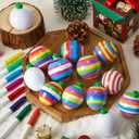 Wettarn 60pcs 2.6" DIY Christmas Ball Ornaments Paintable Blank White Ball Ornaments with Markers for Crafts Christmas Tree Decoration Gift Box Party Decoration