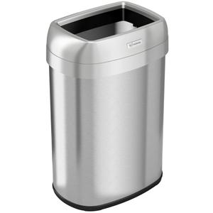 13 Gallon / 49L Stainless Steel Oval Open Top Trash Can with Dual Odor Filters – Sleek, Durable Design for Restaurant, Office, Hotel, Store, Business