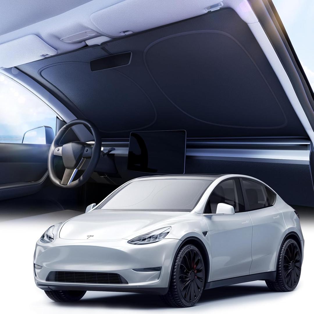 2025 Nmoiss Car Windshield Sun Shade [Dot Matrix Reflective Coating] Extended Edge No Light Leakage Design Cooling Protect Car Interior from UV Damage Medium