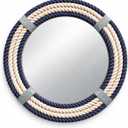 Nautical Round Rope Mirror, White Twisted Rope Wall Hanging Mirror, Rustic Coastal Boho Farmhouse Wall Décor for Bathroom, Bedroom, Nursery, Entryway & Living Room, 24"L x 24"W