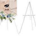 DJAR 63" Wooden Easel Stand for Sign, Dual-use Adjustable Height, Wood Floor Display Easel for Wedding, Welcome Board, Poster, Picture, Photo- White (1pc)