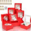 KPOSIYA 65PCS Bakery Boxes with Window 6x6x3 Inches 5 Style Cookie Boxes Small Pastry Boxes for Candy, Dessert, Pastry, Donuts, Birthday Party, Wedding (Red)