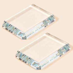 Seajan 2 Pcs Glass Paperweight Office Clear Glass Tiles Paperweight Decorative Block for Home Decor Crafts Projects Ornaments Book Daily Office Gifts(Rectangular)