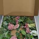 YNYLCHMX 18" Spring Summer Wreaths for Front Door, Artificial Floral Wreath with Pink Hydrangea Green Eucalyptus Leaves, Green Foliage Wreath for Wall Window Farmhouse Party Holiday Home Decor