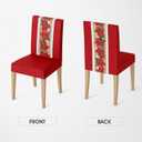 Horaldaily 4PCS Christmas Dining Chair Covers,Watercolor Red Poinsettia Stretch Removable Washable Slipcover Chair Protector for Dining Room Home Decor