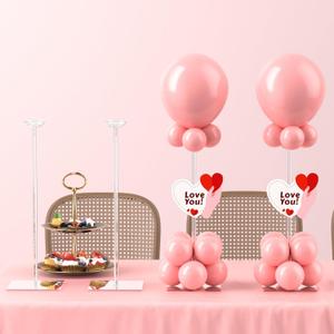 4 Pack Clear Acrylic Table Balloon Stand Kit, 15.75 Inch Tabletop Balloons Centerpiece Stand with Base, Balloon Stick Holder for Wedding, Baby Shower, Birthday Party Decoration