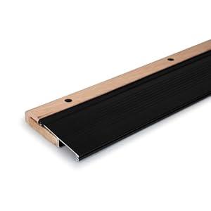 Exterior Door Threshold for Doorways, Adjustable Height, Aluminum and Oak Top Threshold - Door Sill - 36" Long x 5.75" Wide and 1.125" High. (Black Anodized, 5.75" Wide)