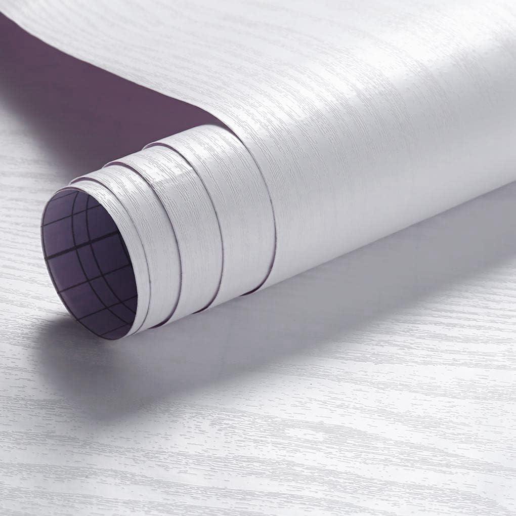 Arthome Peel and Stick Wallpaper - White Wood Contact Paper - White Wallpaper - Self-Adhesive, Removable and Waterproof for Cabinet, Countertop (23.6''x200'')