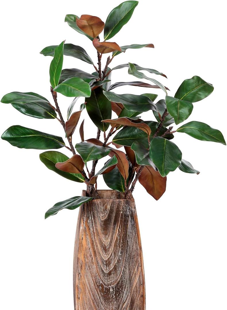 2 Pcs Magnolia Stems Artificial Magnolia Leave Branch, 43.3 Inch, Green