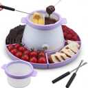 Electric Fondue Pot Set with 2 Pots, Melting Chocolate Warmer for Dipping, Candy & Chocolate Melting Pot, Fondue Pot Electric Set, Fondue Forks Included, 2.5 Cups, Lavender