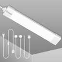 LED Closet Light, 1.4FT 17in with Plug, 16W 1700LM 5000K IP65 Linkable Ceiling Shop Light with NO/Off Switch Plug Cord