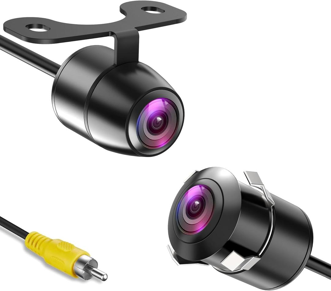 AHD 1080P Backup Camera, Metal Housing 170 Degree Wide View Angle Universal Car Front/Side/Rear View Camera, Easy Install, Removable Guildlines, Mirror Non-Mirror Image, AHD 1080P/720P, 12V/24V (18.5mm, Black)