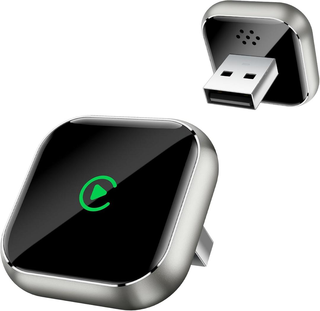 Wireless CarPlay Adapter for Apple iPhone - Upgrade Wired CarPlay to Wireless Device, Mini T-Shaped for Car USB Plug and Play Auto Reconnect, for GPS Navigation Audio Satellite Radio Equipment