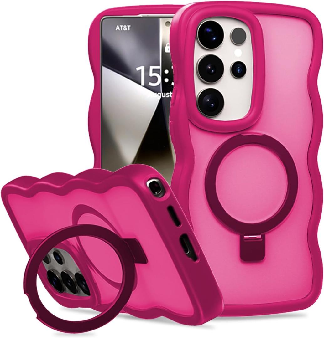 Jylpex Designed for Samsung Galaxy S24 Ultra Case with Stand,Magnetic,Compatible with MagSafe,Easy to Grip,Comfortable Feel,Anti Fall,Anti Scratch,for Men Women,Rose red