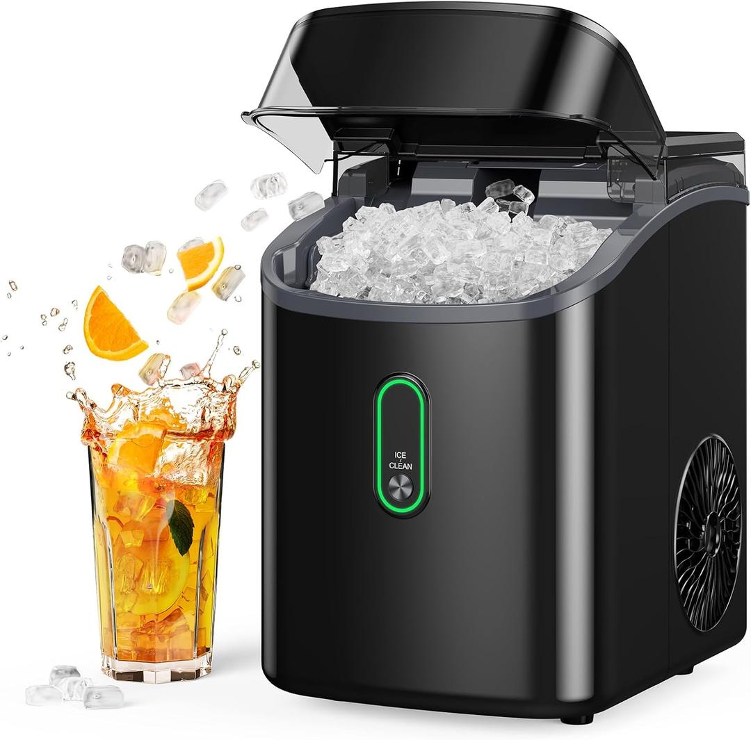 Nugget Ice Maker Countertop, Pebble Ice Maker with Soft Chewable Ice, One-Click Operation Ice Machine with Self-Cleaning, 33lbs/24H for Home,Kitchen,Office