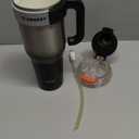 TKK 40 oz Tumblers with Handle and Straw, Ceramic Coating Insulated Bottle 100% Leakproof Travel Mug for Water, Iced Tea or Coffee, Smoothie, Cup Holder Friendly Base,SteelBlack