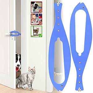 MOMOGA Cat Door Holder Latch Larger Adjustable Cat Door Alternative Fast Latch Strap Let Cats in and Keeps Dogs Out of Litter & Food and Safe Baby Proof No Measuring Easy to Install 2Pcs Blue  