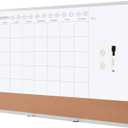 Amazon Basics 24" x 36" Monthly Whiteboard Calendar with Cork Board, Wall Mounted, Easy to Install, Silver Aluminum Frame, Erasable Planning Organization