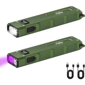 EDC Flashlight Rechargeable 2Pack, 9Mode Flat Flashlights High Lumens, LED Flashlight EDC, Small Flashlights Mini, Portable Pocket Flash Lights with UV Light, Magnetic Bright Flash Light for Working