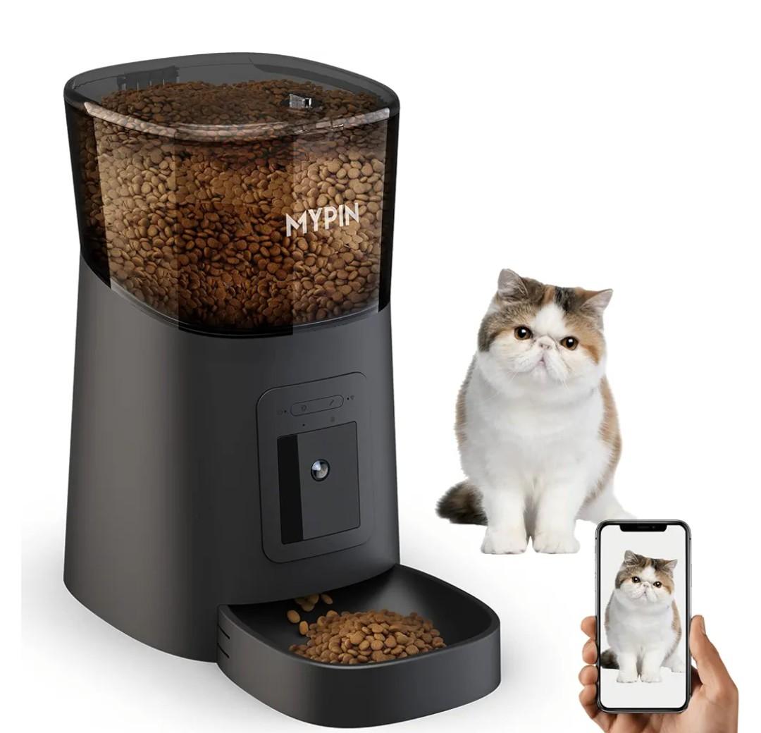 MYPIN Automatic Cat Feeder, 6L WiFi Automatic Video Pet Feeder Cat Food Dispensers Cat Feeder Automatic with Timer Feeding & Watering Supplies for Cats 2-Way Audio Mobile Phone Control MYPIN Automatic Cat Feeder, 6L WiFi Automatic Video Pet Feeder Cat Food Dispensers Cat Feeder Automatic with Timer Feeding & Watering Supplies for Cats 2-Way Audio Mobile Phone Control