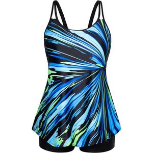 Hanna Nikole Womens Plus Size Tankini Swimsuit Two Piece Bathing Suits Flowy Swim Tops with Boy Shorts, 20W