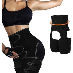 3-in-1 High Waist and Thigh Trimmers Butt Lifter, Waist Trainer Thigh Shaper (Medium, Black)