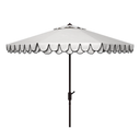 SAFAVIEH PAT8006A Outdoor Collection Elegant Valance Auto Tilt Umbrella, 9', Black/White