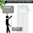 Pushglossy 24" x 17.25" Entry Front Door Glass Insert with Low-e Glass Fit for 1.75 Inch Thickness Door White 6 Lite Exterior Window Frame Inserts Replacement Kit for Home Improvement
