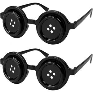 Black Button Eye Glasses, Novelty Costume Accessory for Halloween Dress Up, Cosplay, and Fancy Dress Parties