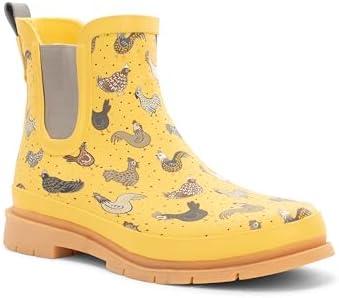 Western Chief Women's Waterproof Pull-On Chelsea Rain Boot with Fun Prints | Ladies slip-on ankle boots with rubber sole, cushioned EVA insole, built for wet days and styled for any occasion size 10