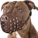 Mayerzon Pitbull Muzzle for Large Medium Sized Dogs to Prevent Biting Scavenging, Basket Muzzle for Rottweiler Staffordshire Terrier in Grooming Training, Allow to Pant Drink, Lightweight and Sturdy L