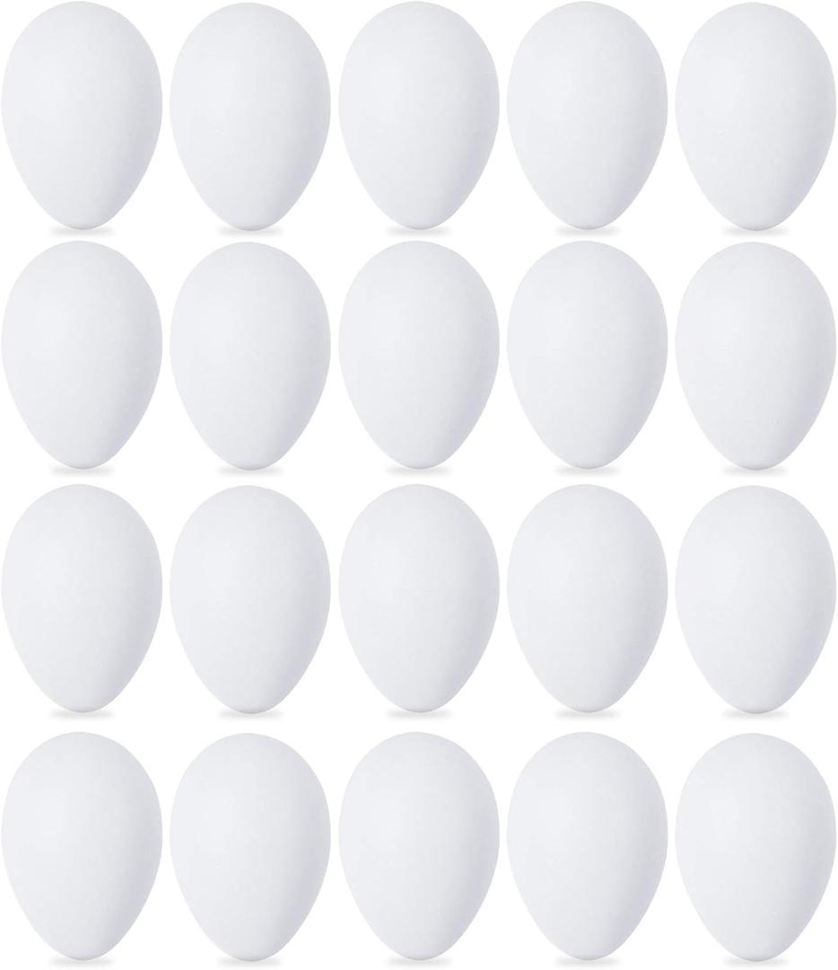 Double Couple 20 PCS White Plastic Eggs for Hunts, Basket Fillers, Gift, Compatible with Egg Decoration Spinner Machine, Life-Size