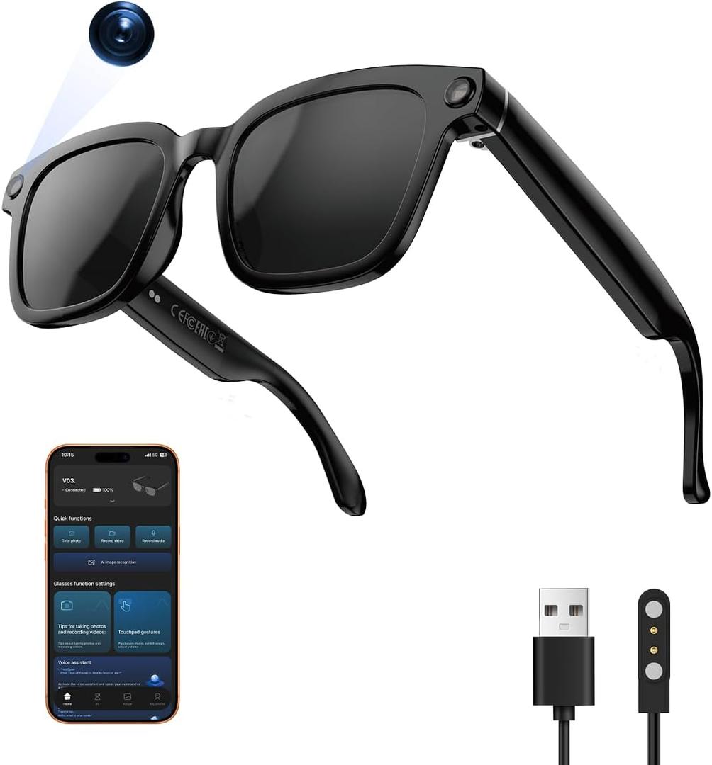 AI Smart Glasses,HD 1080P Camera Glasses with Video Recording & Photo Taking,140+ Language Real-Time Translation Glasses Perfect for Travel, Business(Transparent Anti-Blue)