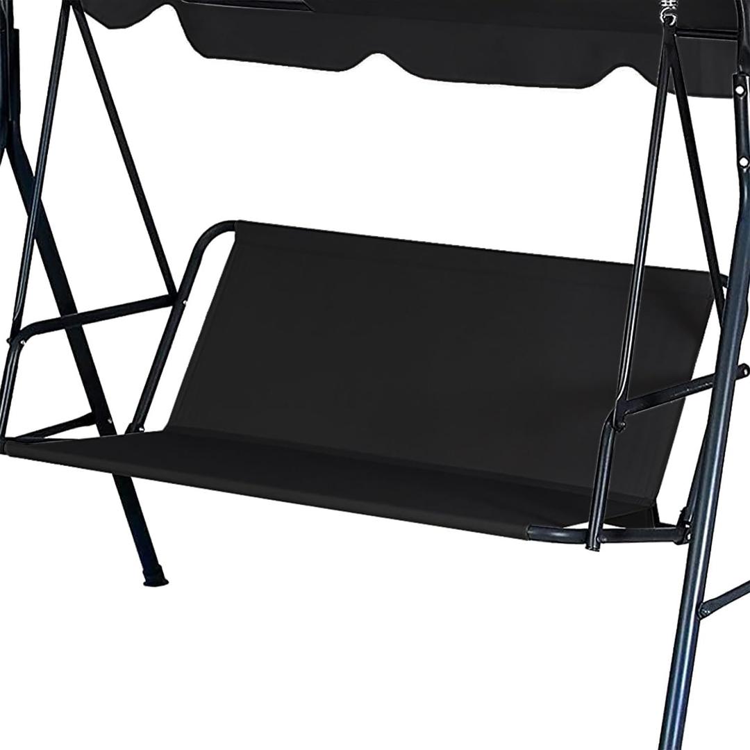 Swing Seat Replacement Covers for Outdoor Patio Swing 3 Seater 600D Upgraded Thicken Oxford Waterproof Fabric Porch Swing Chair Cushion Covers (Black, 54.3x19.5x19.5 inches)