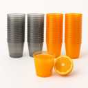 Disposable Hard Plastic Shot Glasses Jello Cups Iridescent Neon Halloween Birthday Christmas Party Supplies (2, ounces)