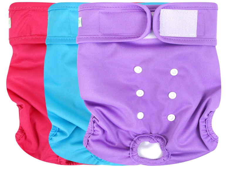 wegreeco Washable Reusable Premium Female Dog Diapers, Medium Large Small Dog Doggie Puppy & Doggy Diapers Female,Period Panties in Heat (Pack of 3, Medium)