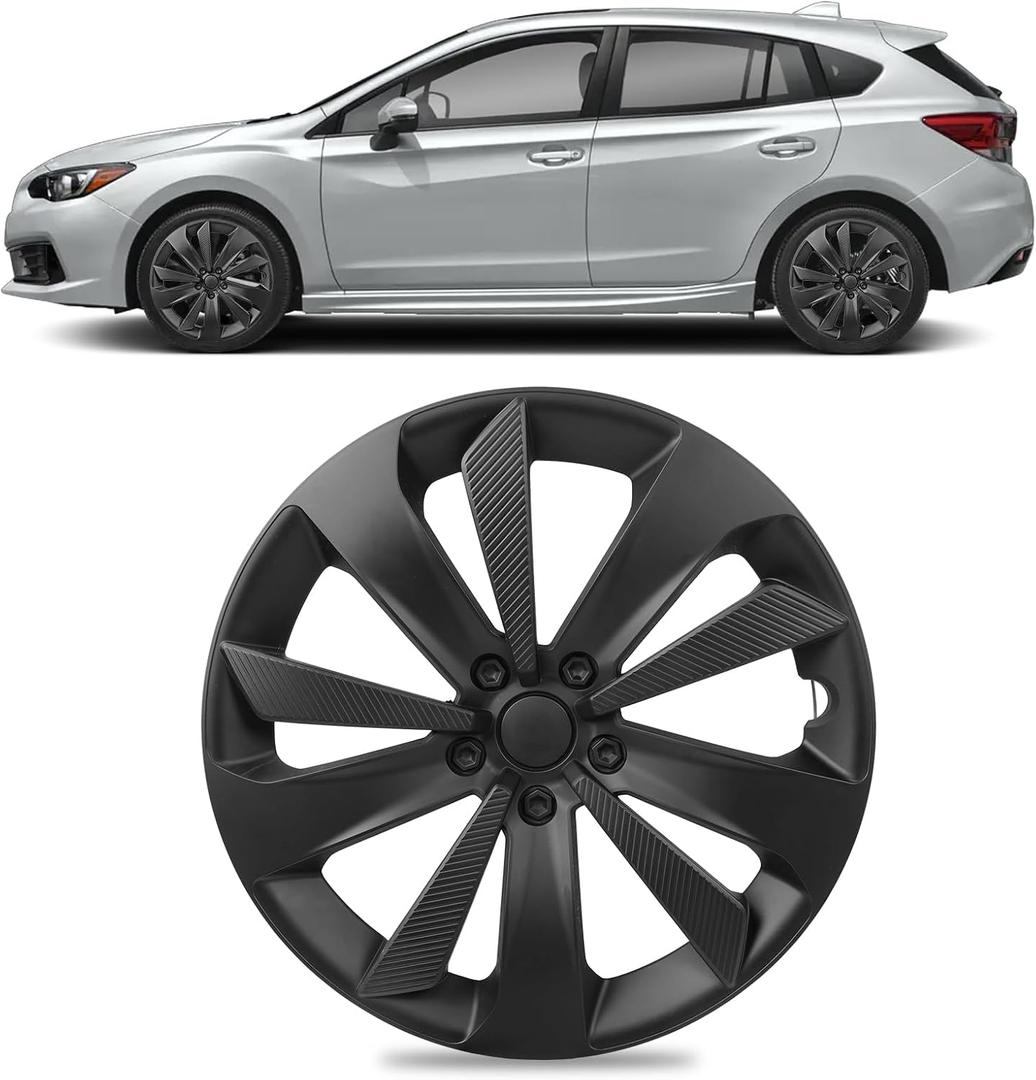 Hubcap Wheel Hub Cover for Subaru Impreza 2017 2018 2019 2020 2021 2022 2023 Accessories, OEM Style Custom Replacement Wheel Cap Tire Hub Lossless Installation Hub Cap, Matte Black 16 Inch 1PC