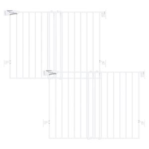 Babelio Baby Gate for Stairs, Kitchen & Doorways, No Bottom Bar| Easy Installation| One-Handed Operation| Auto-Close| Hardware Mount (Drill Needed) Safety Dog Gate (White - 2 Pcs, 26-43" W, 28" H)