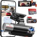 4K+4K+1080P 3 Channel Dash Cam Front and Rear with Cabin, Free 128GB Card Included, 5.8GHz WIFI6 - up to 20MB/s, IR Night Vision, Built-in GPS, G-Sensor, 24H Parking Mode, Support 512GB Max