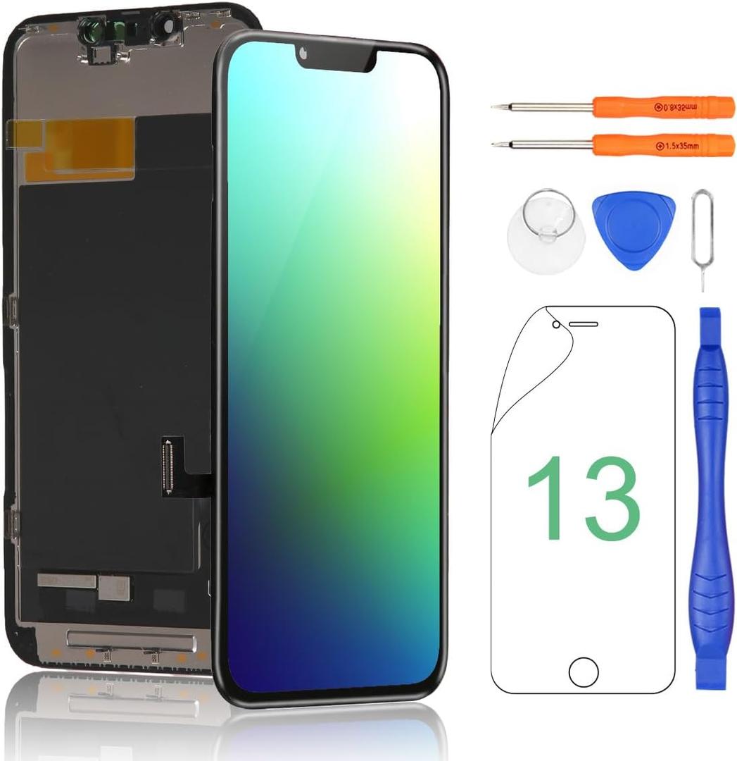 Yodoit for iPhone 13 Screen Replacement LCD Kit COF FHD Display A2482, A2631, A2634 3D Touch Digitizer Glass Assembly with 6.1 Inch Repair Tool