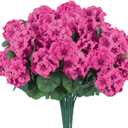Hananona Artificial Geranium Flowers for Outdoors Geranium Silk Flowers Outdoor UV Resistant Garden Plants Faux Flowers for Home Kitchen Table Centerpieces Decor (12, Rose Red)