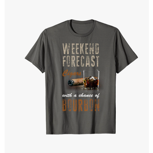 Weekend Forecast Cigars with Chance Bourbon Tshirt Gift Men T-Shirt (2XL)